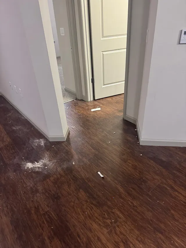 Hallway floor before a move-out cleaning